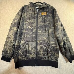 Thigh Huggers Mens Quilted Camo Zip Up Hoodie Jacket Ripstop Camouflage Large